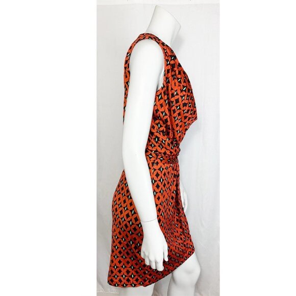DIANE VON FURSTENBERG Keesa Silk Jersey Cowl Neck Sleeveless Fau Wrap Dress - Picture 3 of 10
